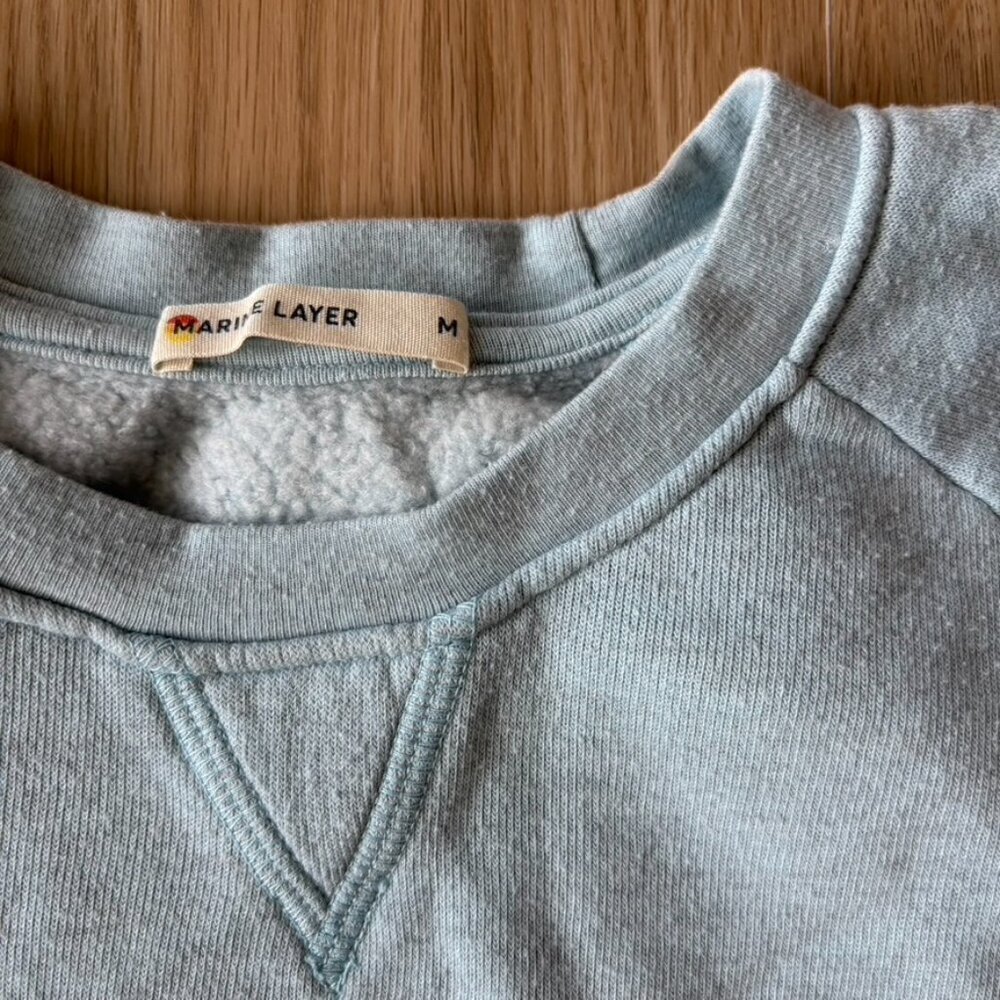 ** Marine Layer Women's Light Blue DOMO Pullover Sweatshirt Medium - Picture 6 of 6